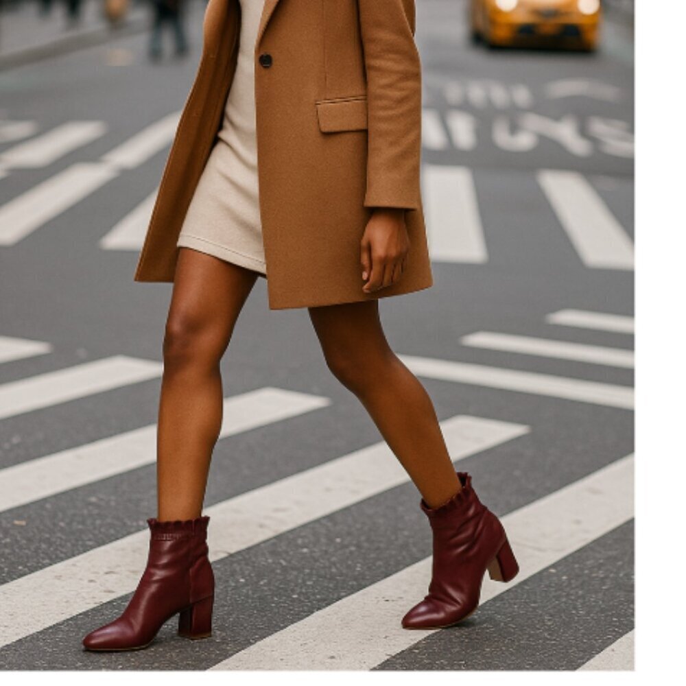Nanette Lepore Womens size 7 Maroon Glory Ankle Heeled Leather Boot